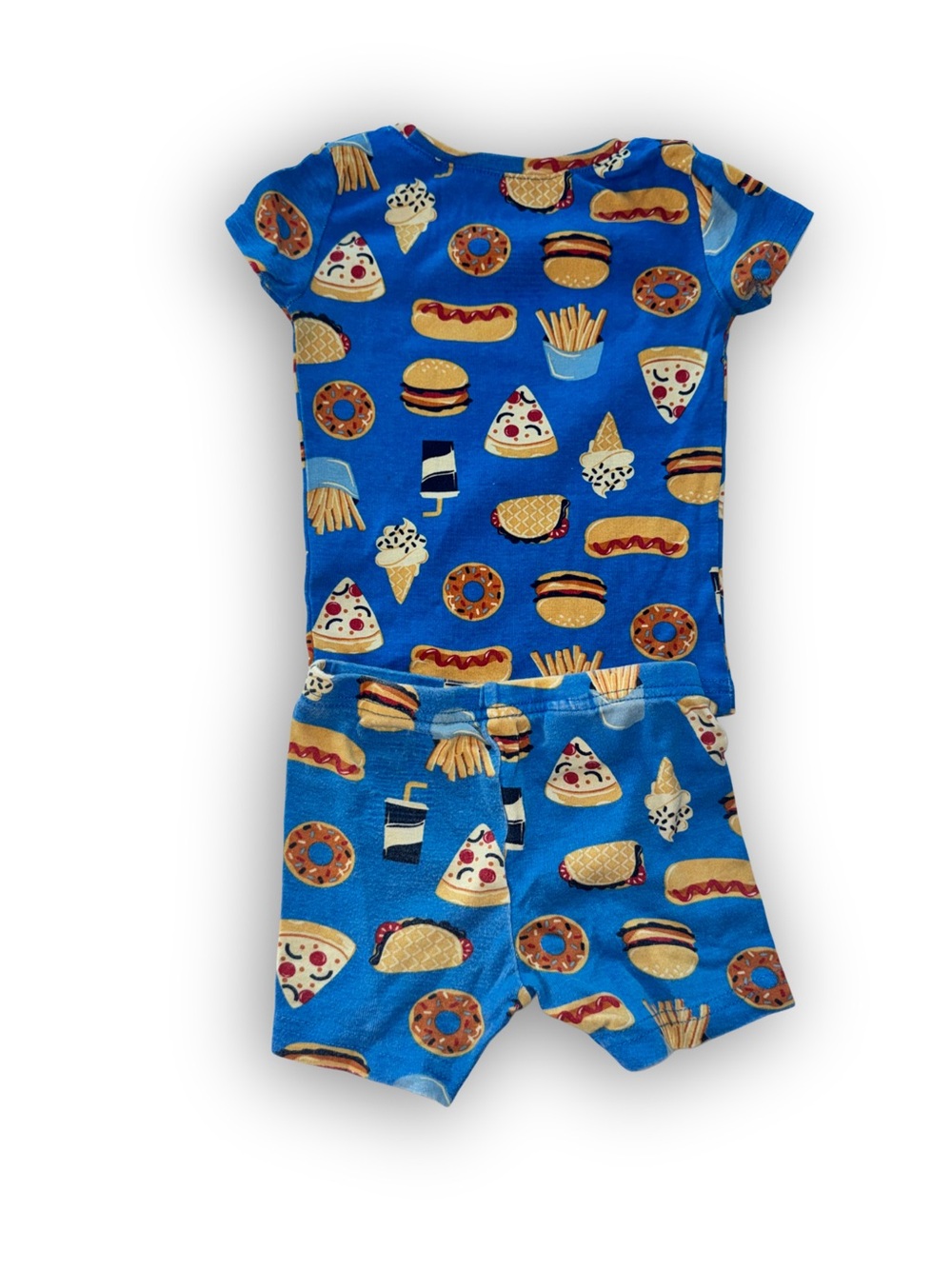 Tommy Bahamas Blue Kids Short Pajama Set with Fast Food Print 100% Cotton